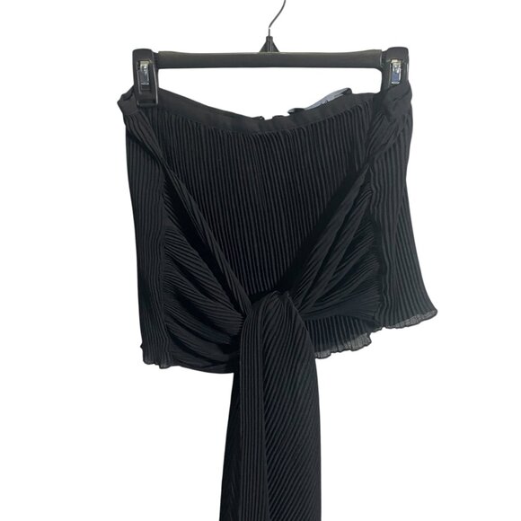 Lioness Womens Black Pleated Wrap Mini Skirt Size S Zip Closure - Picture 3 of 5